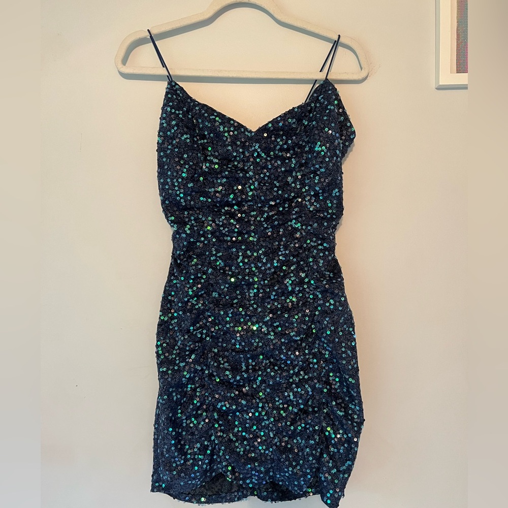 Speechless Blue Sequin Mini Dress
